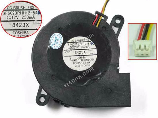 TOSHIBA SF6023RHH12-54A 12V 0,25A 4 ledninger Køleventilator 