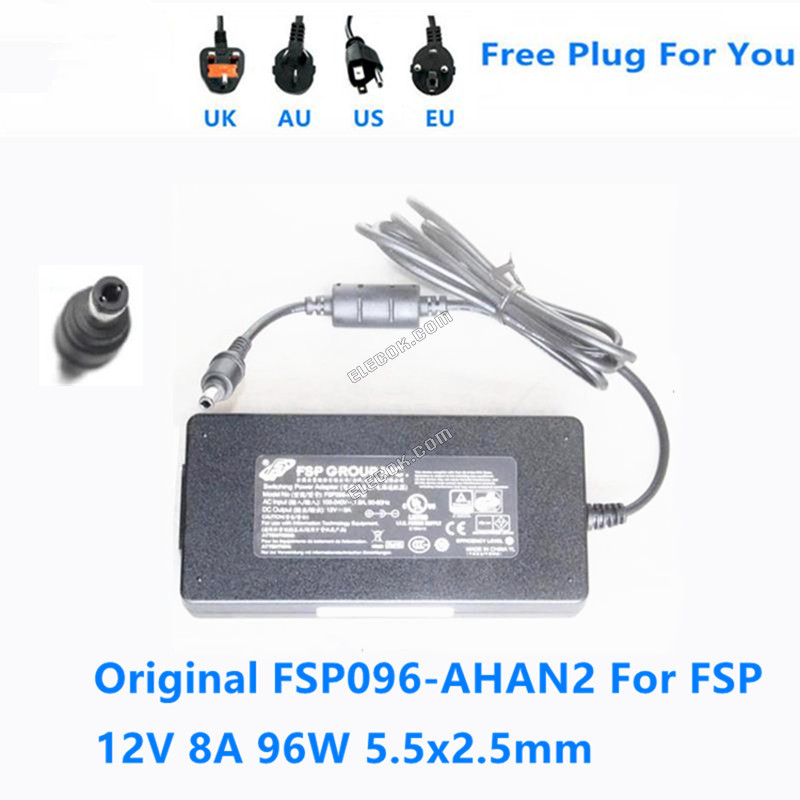 Genuine FSP FSP096-AHAN2 12V 8A 96W 5.5*2.5mm FSP096-AHA Thin AC Adapter For Monitor Power Supply Charger 