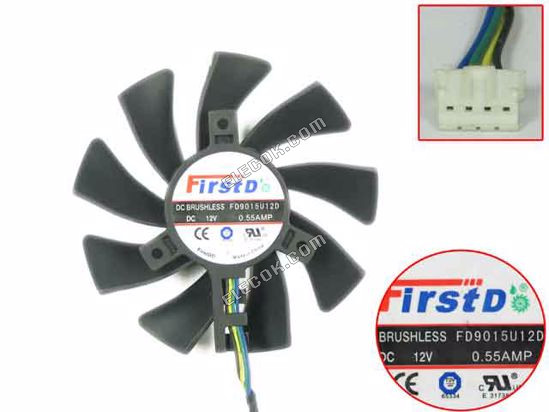 Firstd FD9015U12D Server - Frameless / GPU Fan w110x4x4, 12V 0.55A 4-wire 