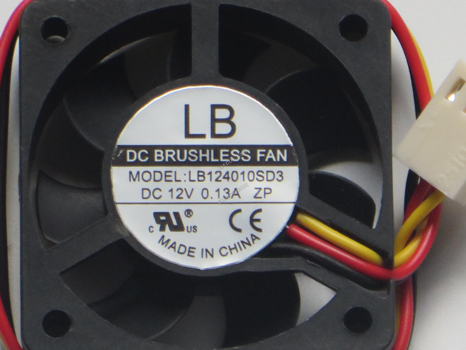 LB LB124010SD3 12V 0.13A 3wires Cooling Fan 