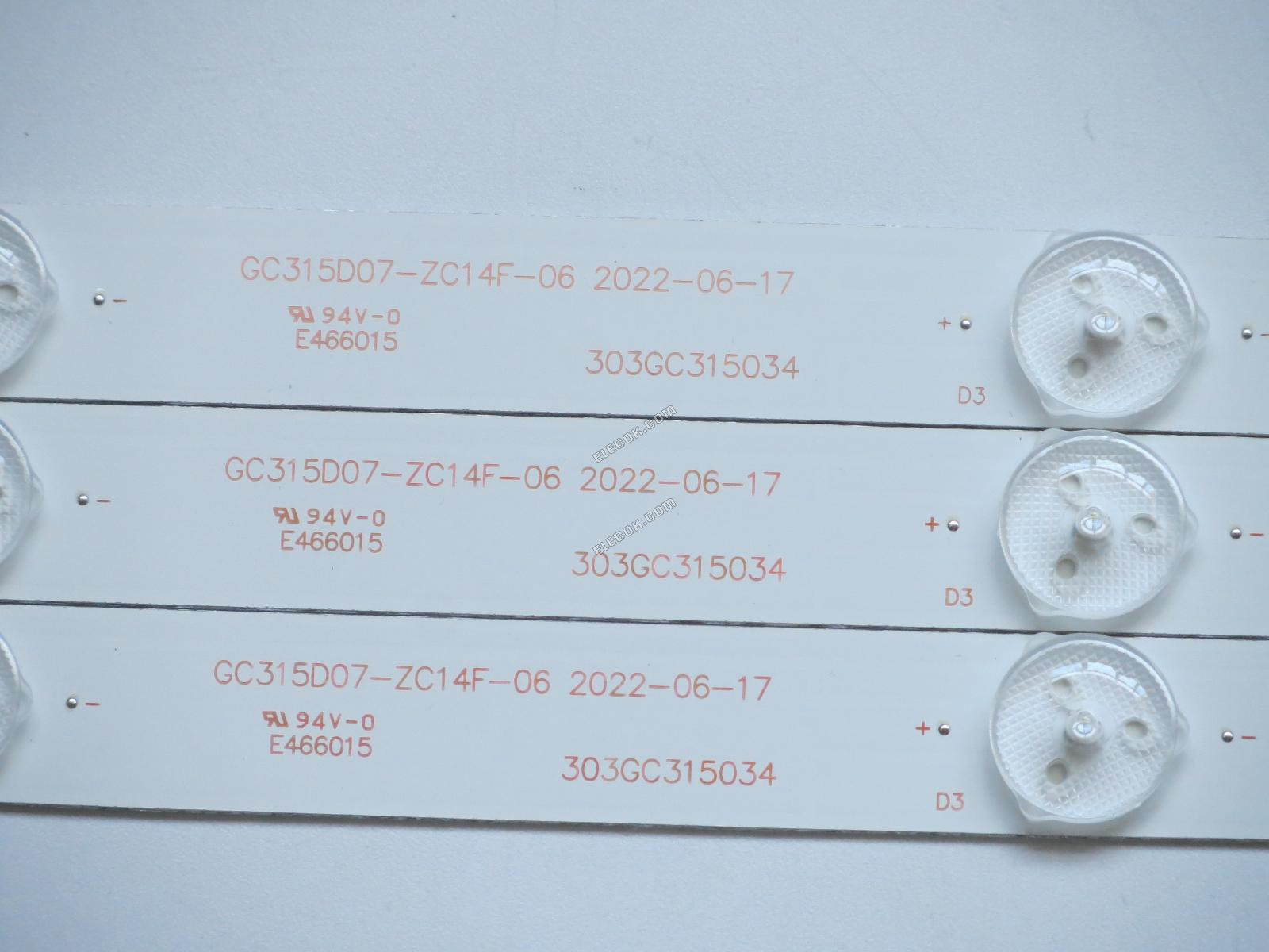 Element/Proscan 303GC315034 GC315D07-ZC14F-06 LED Backlight Strips-3 Strips, substitute 