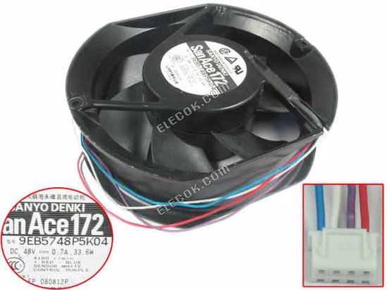 SANYO 9EB5748P5K04 48V 0.7A 33.6W fan 