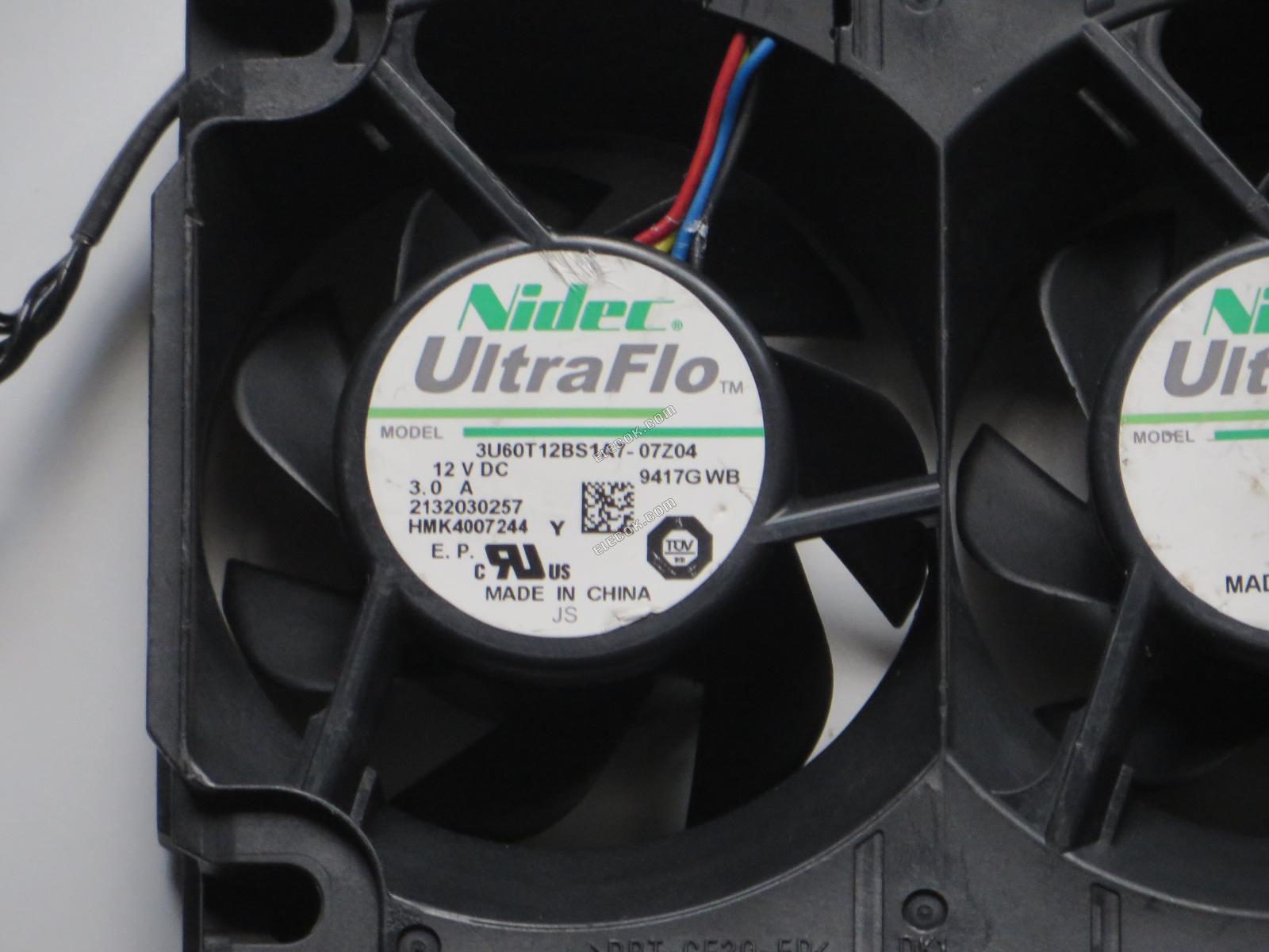 NIDEC 3U60T12BS1A7-07Z04 12V 3.0A 4wires Cooling Fan without Accessories for installation 