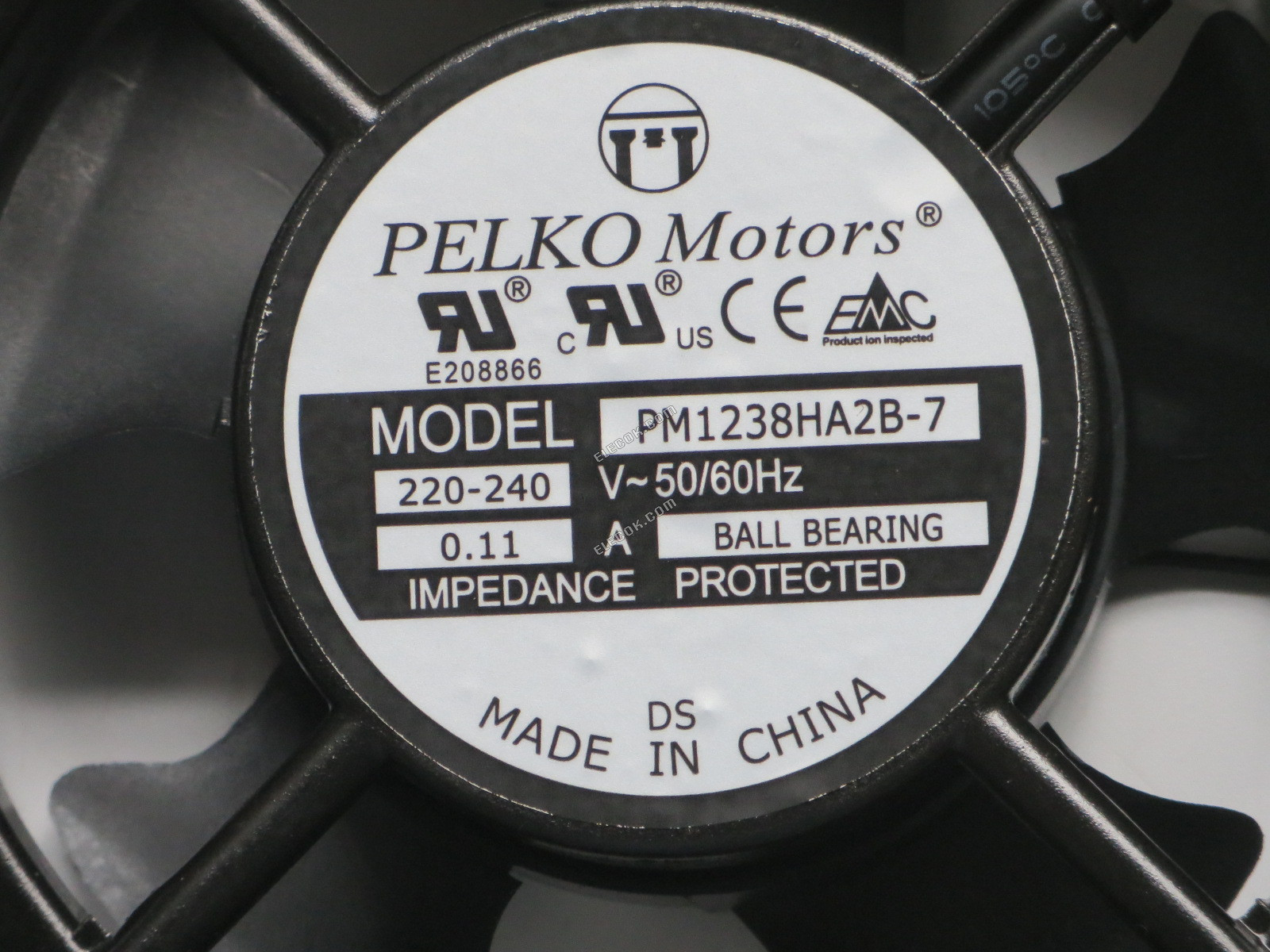 PELKO Motors PM1238HA2B-7 220/240V 0.11A 2wires Cooling Fan, substitute 