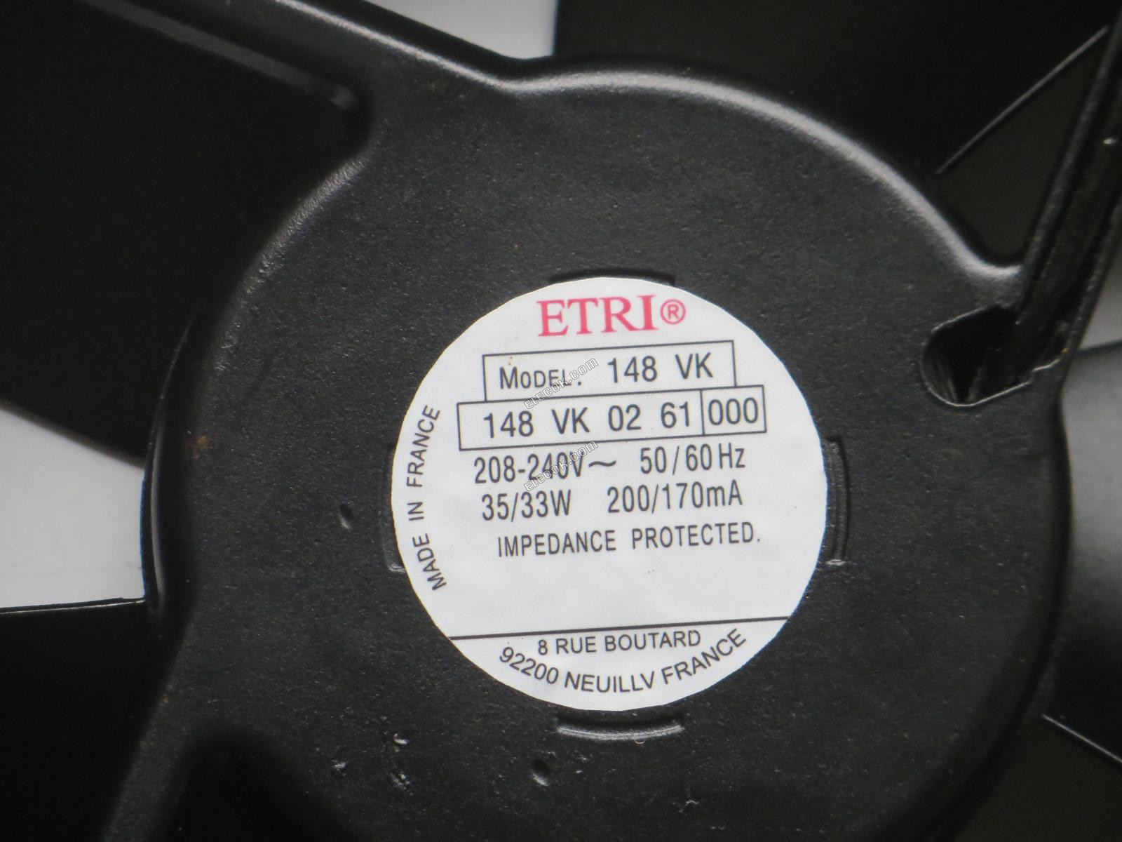 ETRI 148VK0261000 208/240V 35/33W Cooling Fan 