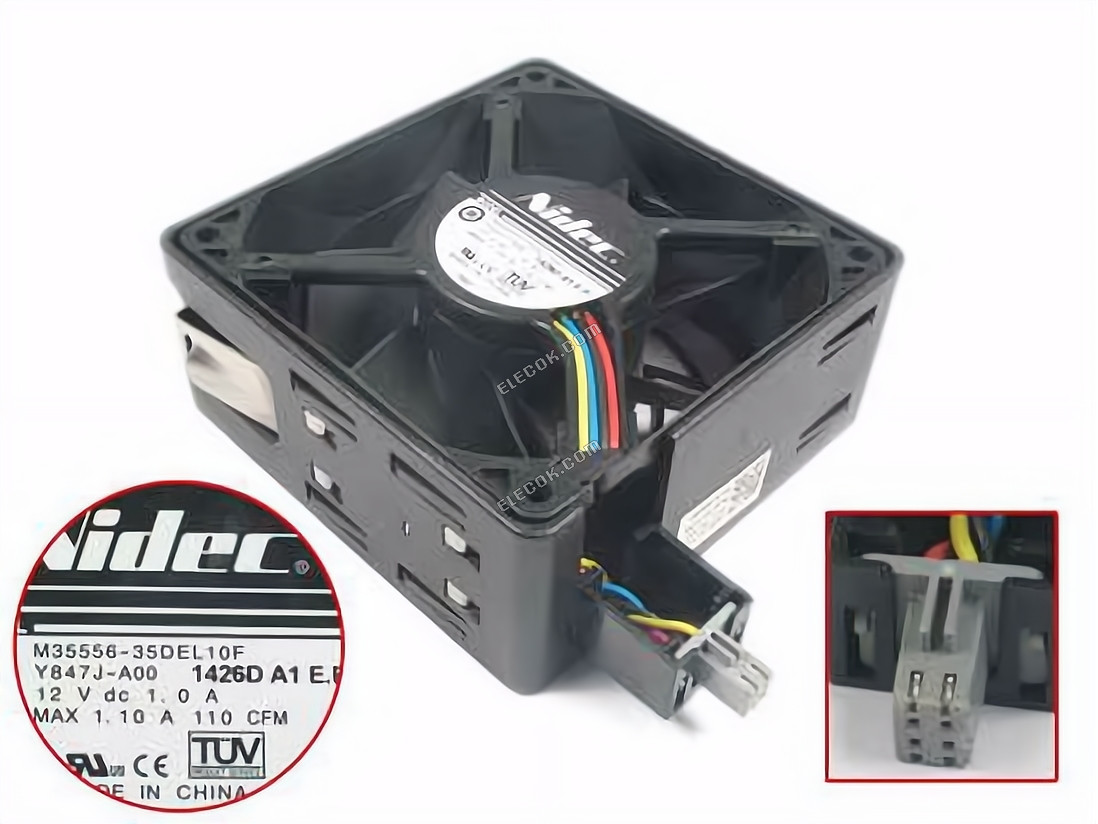 Nidec M35556-35DEL10F Y847J-A00 12V 1.0A 4 kablar Kylfläkt 