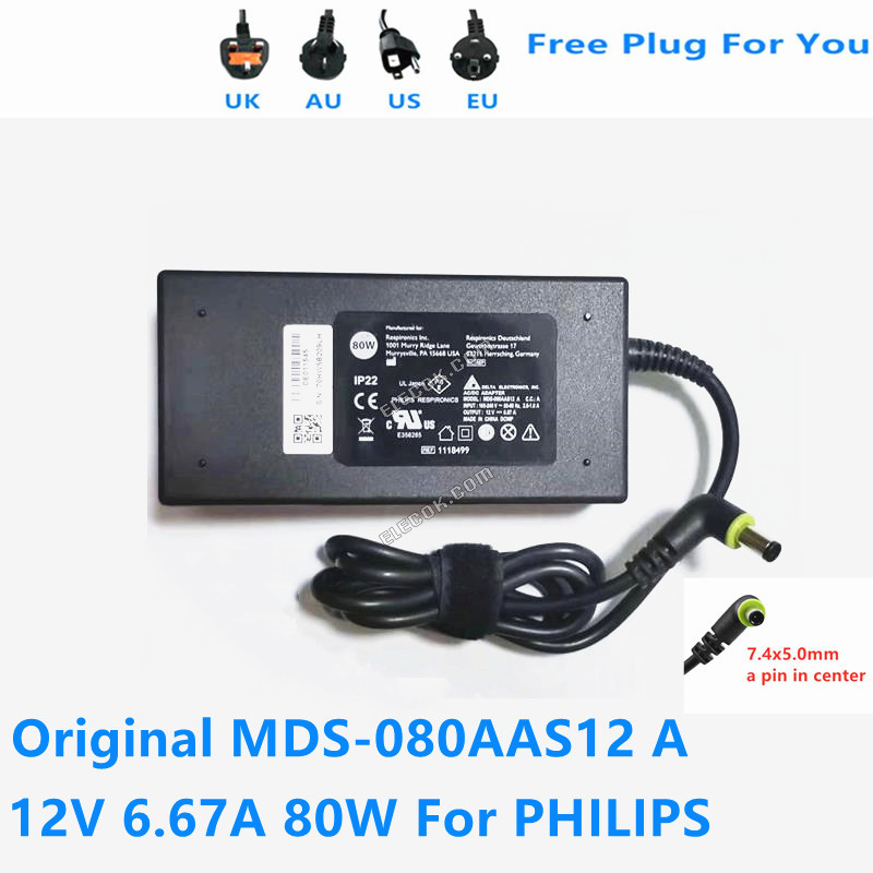 DELTA MDS-080AAS12 A 12V 6.67A 80W AC Adapter For PHILIPS DORMA 200 500 CAX500T12 Acbel ADE022 Power Supply Charger 
