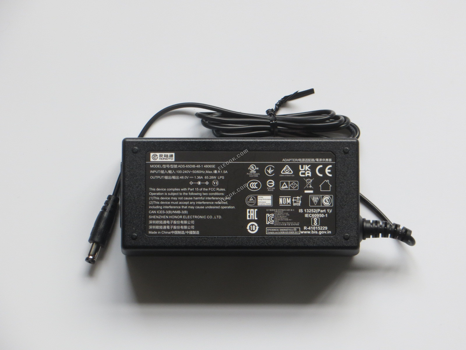 Honoto ADS-65DIB-48-1 48065E 48V 1,36A 65,28W 65W CA Adapter Para POE Fuente De Alimentación Charger, interfaz es 5,5 * 1,7 MM. 
