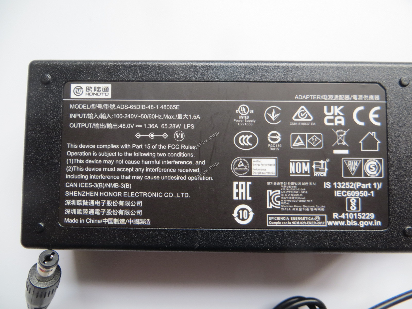 Honoto ADS-65DIB-48-1 48065E 48V 1,36A 65,28W 65W CA Adapter Para POE Fuente De Alimentación Charger, interfaz es 5,5 * 1,7 MM. 