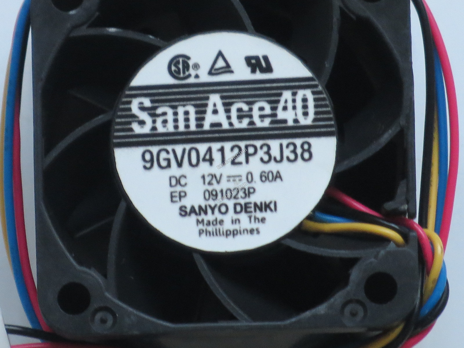 Sanyo Denki 9GV0412P3J38 Server - Square Fan, sq40x40x28mm, 4-wire, DC 12V 0.60A 