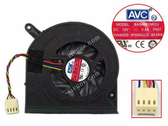 AVC BASA0819R2U 12V 0.4A 4線冷却ファン