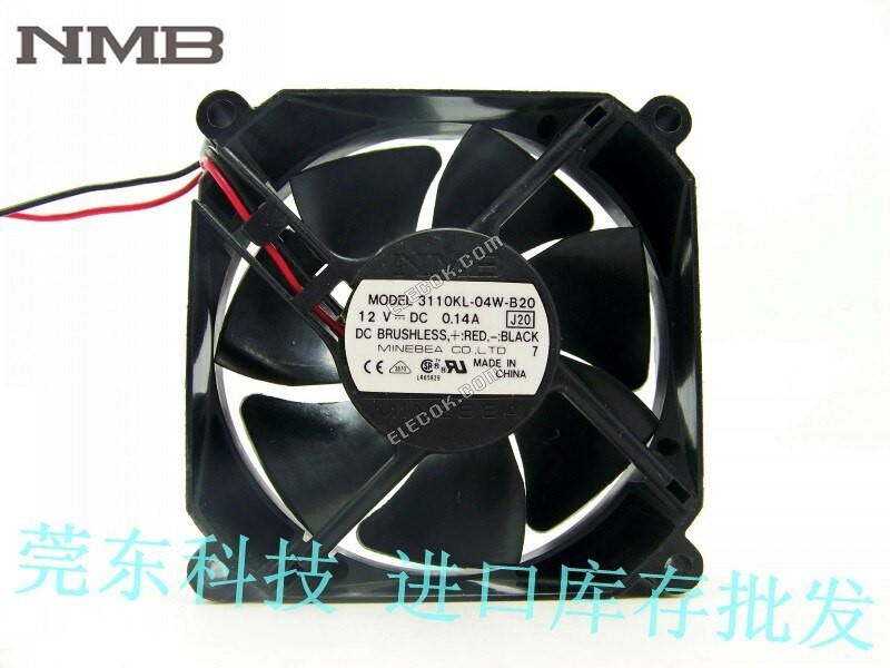 NMB 3110KL-04W-B20 8025 8cm12V 0.14A Two-wire デュアルボールベアリング熱放散ファン