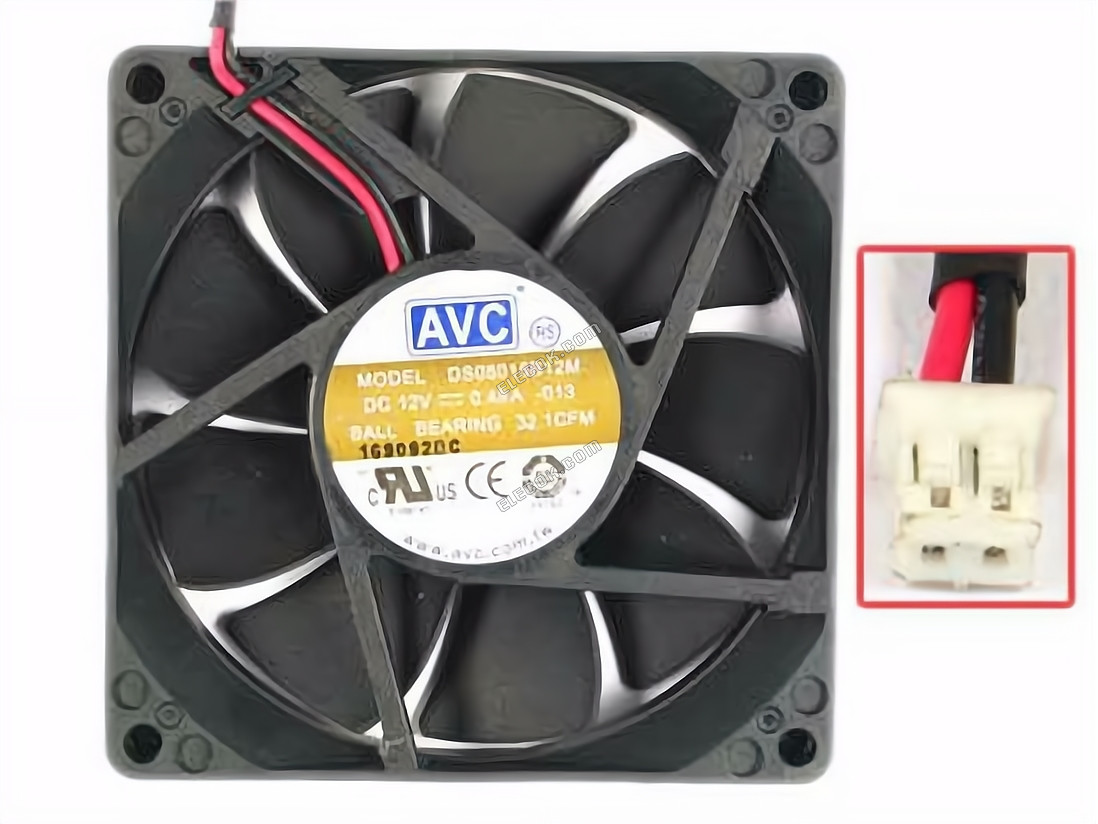 AVC DS08015B12M 12V 0.48A 32.1CFM 2wires Ball Cooling Fan 