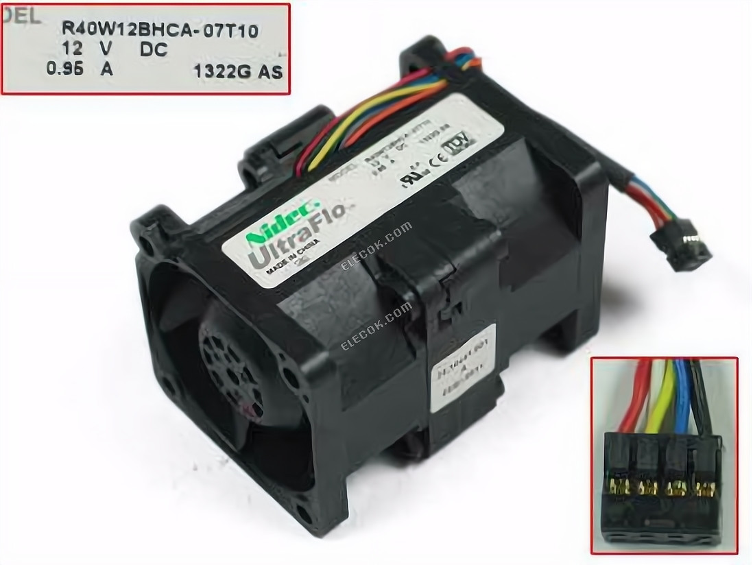 Nidec R40W12BHCA-07T10 διακομιστής - τετράγωνο ανεμιστήρας sq40x40x26, w30x8x4, 12V 0,95A 8-wire 
