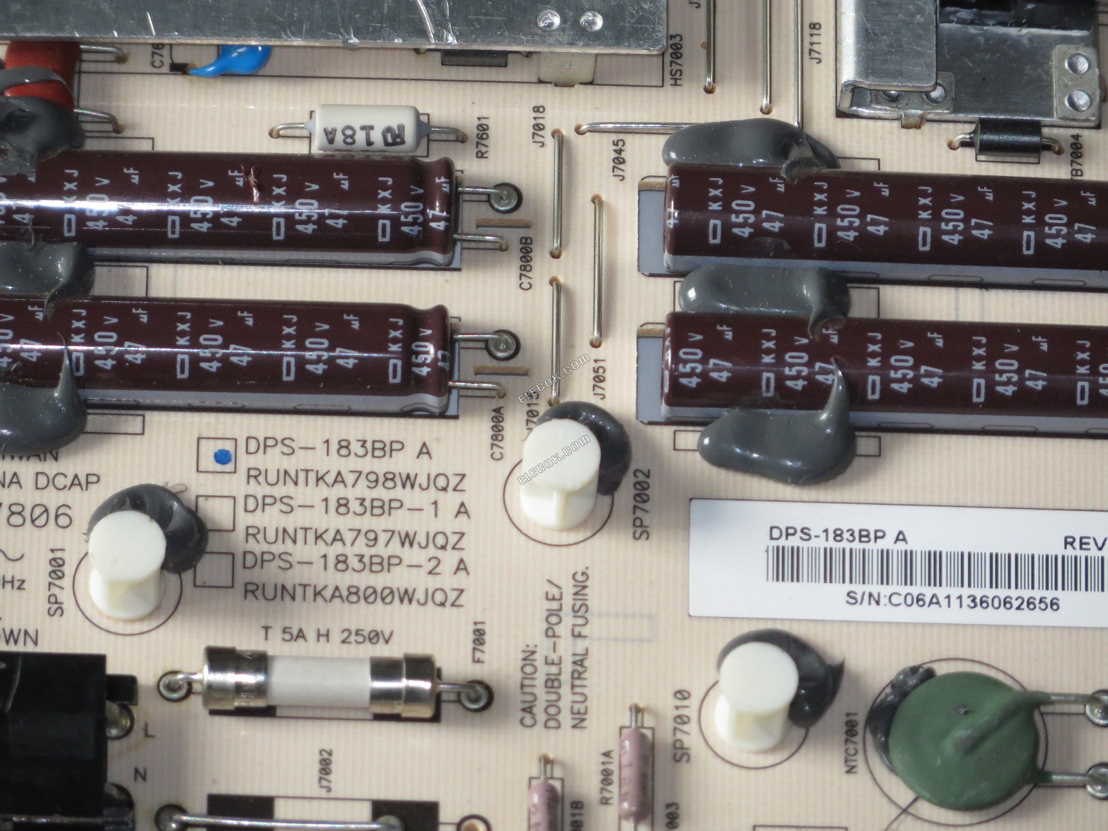 2950277804, DPS-183BP A Sharp RUNTKA798WJQZ Power Supply, used 