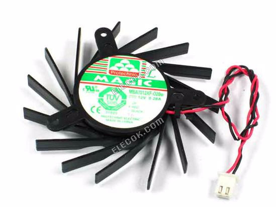 Protechnic Magic MBT7012XB-O20 Server - Frameless / GPU Fan B, dia72x72x13, w160x2x2, 12V 0.28A, Black 2-wire 