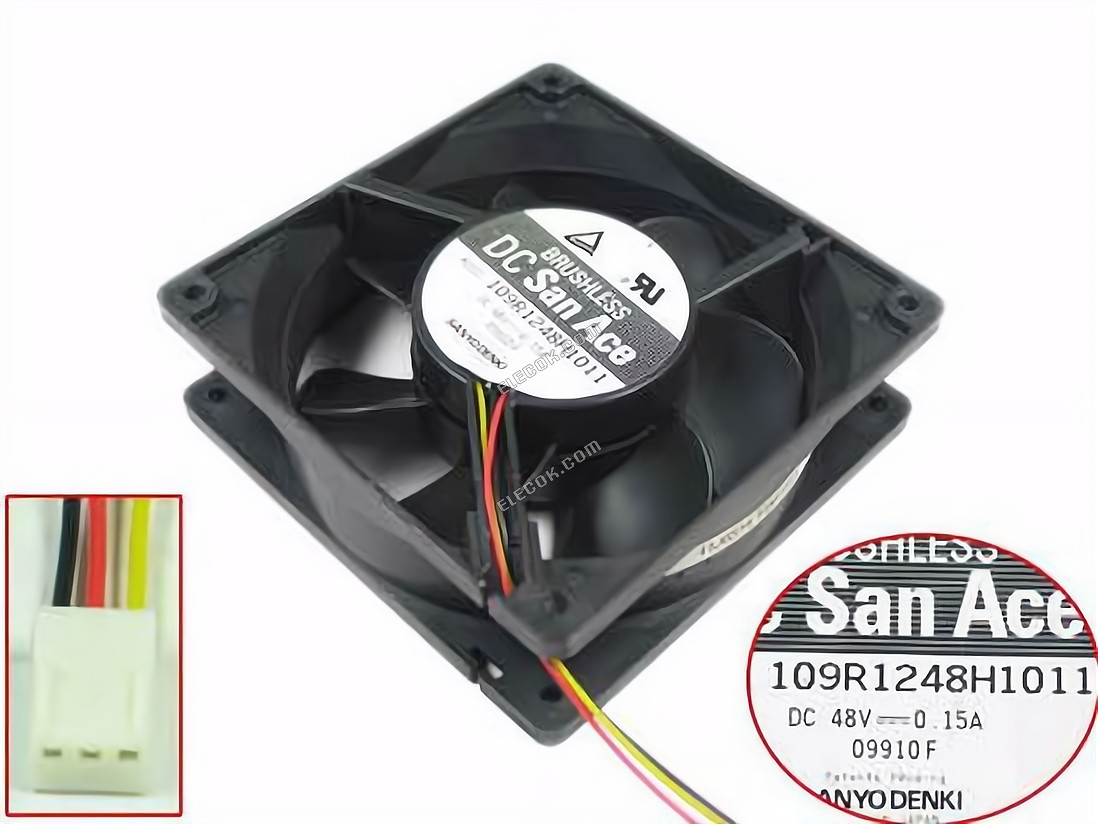 Sanyo 109R1248H1011 48V 0,15A 3 fils Ventilateur De Refroidissement 