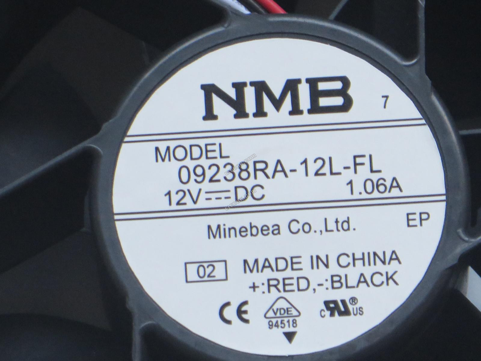 NMB 09238RA-12L-FL 12V 1,06A 3 kablar Kylfläkt 