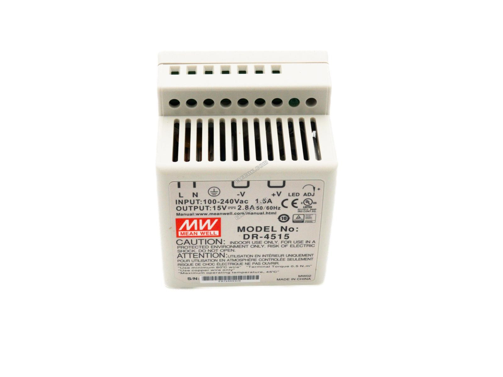Mean Well DR-4515 AC-DC Industriale Guida DIN alimentatore 45W 