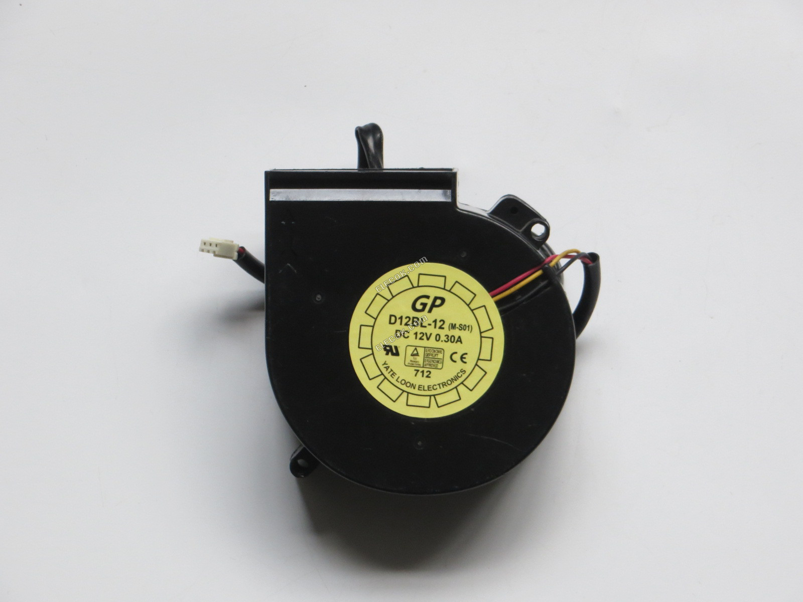 Y.L.FAN D12BL-12 M-S01 12V 0.30A 3 draden Koelventilator, Gebruikt 