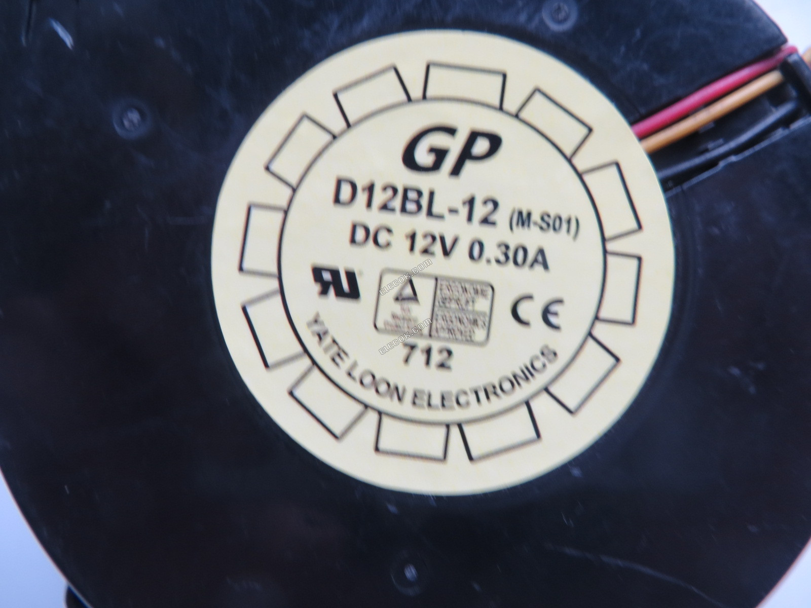 Y.L.FAN D12BL-12 M-S01 12V 0.30A 3 draden Koelventilator, Gebruikt 