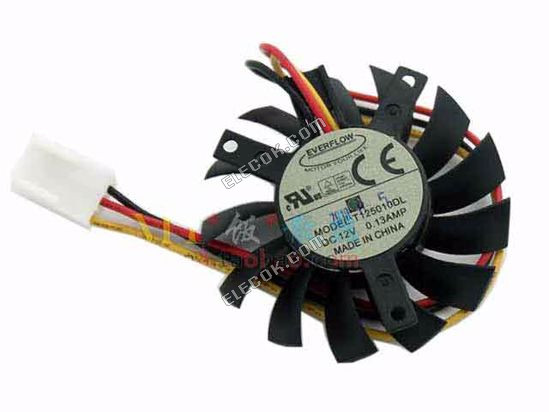 EVERFLOW T125010DL 12V 0.1A 2wires HD3650 VGA Cooling Fan 
