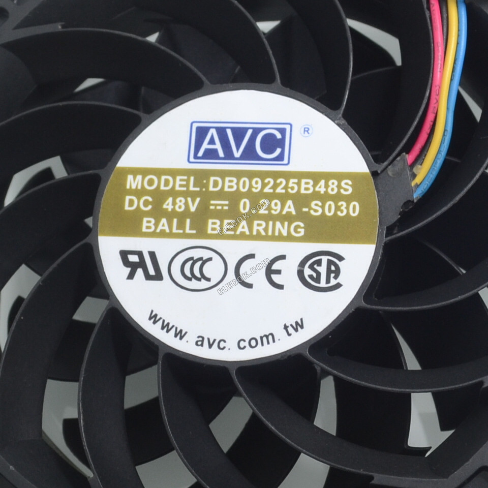 AVC DB09225B48S 48V 0,29A 4 draden Koelventilator 