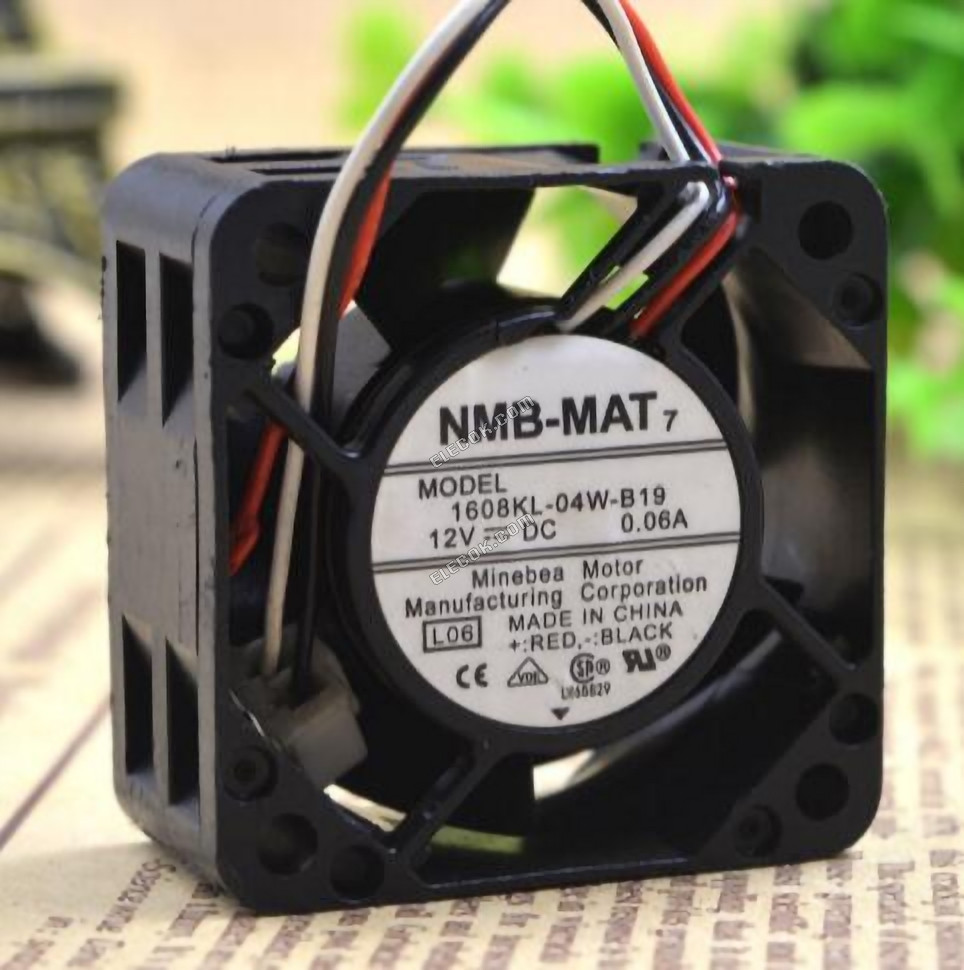NMB 1608KL-04W-B19 12V 0.06A 0.72W 3wires Cooling Fan 