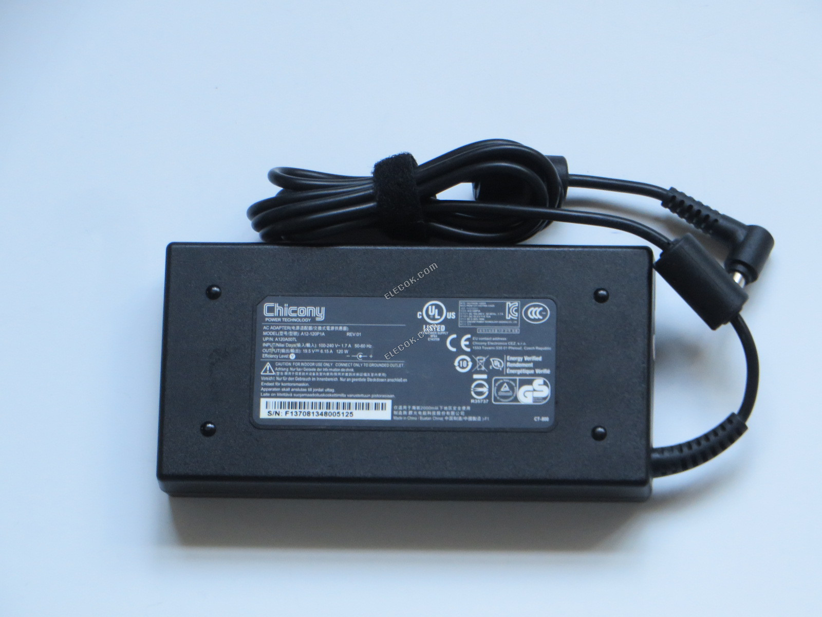 Chicony A12-120P1A AC Adapter- 노트북 19.5V 6.15A, 커넥터 크기 5.5/2.5mm, 3-Prong 