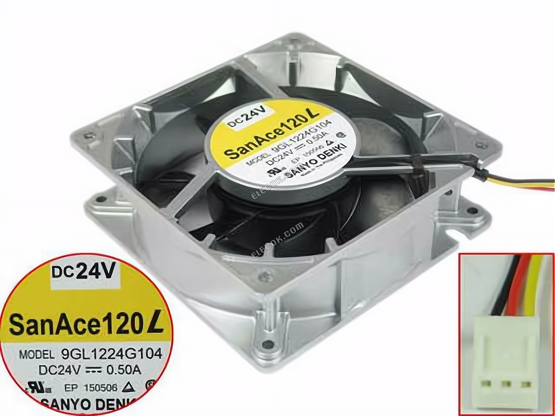 Sanyo 9GL1224G104 24V 0.5A 3wires Cooling Fan 