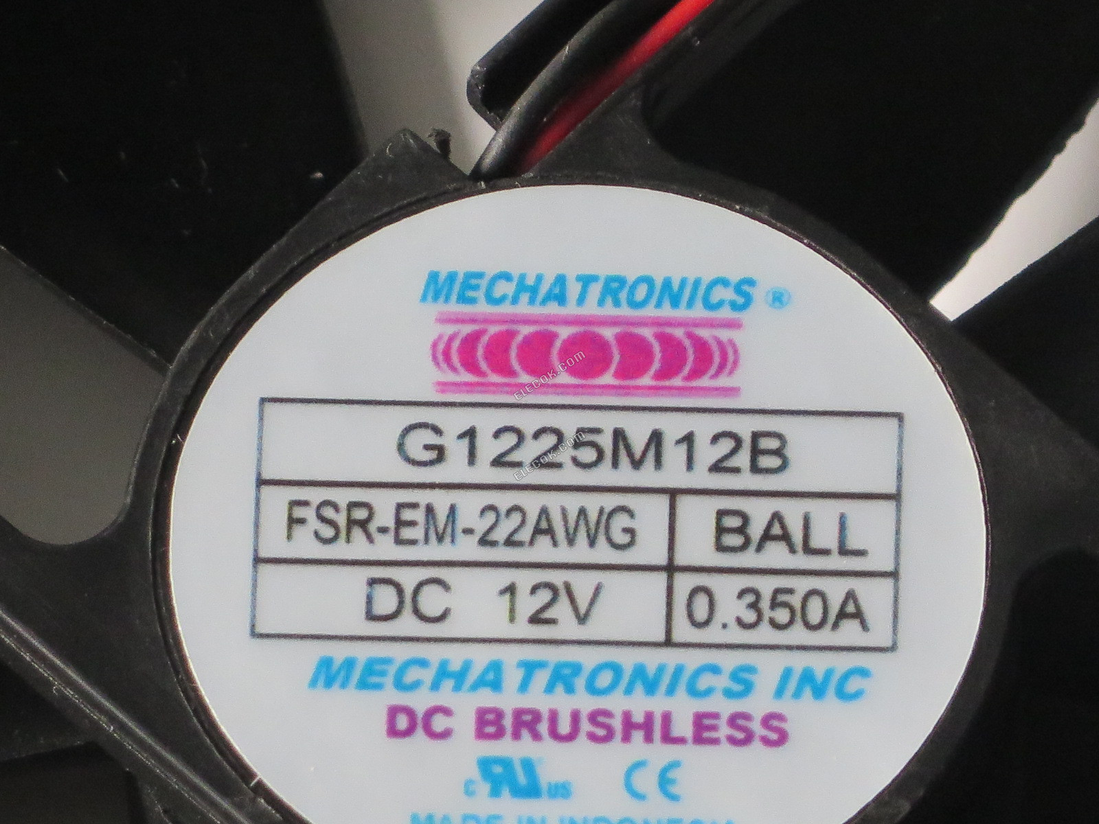 MECHATRONICS G1225M12B 12V 0.350A 2 wires Cooling Fan 