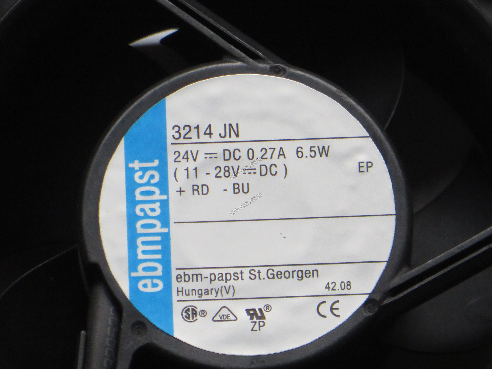 ebm-papst 3214JN Serwer - Kwadratowy Wentylator sq90x90x38mm, w80x2x2, 24V 6,5W 2 przewody 