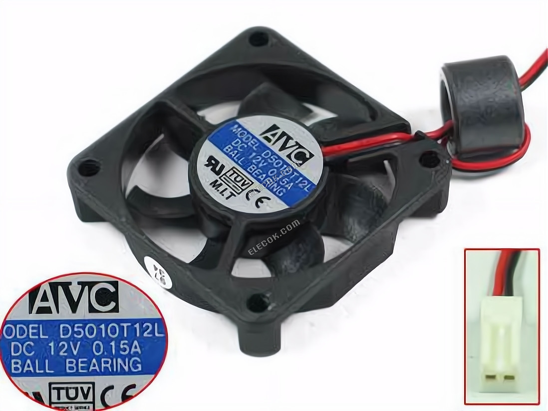 AVC D5010T12L Server - Square Fan sq50x50x10mm, 2-wire, 12V 0.15A 