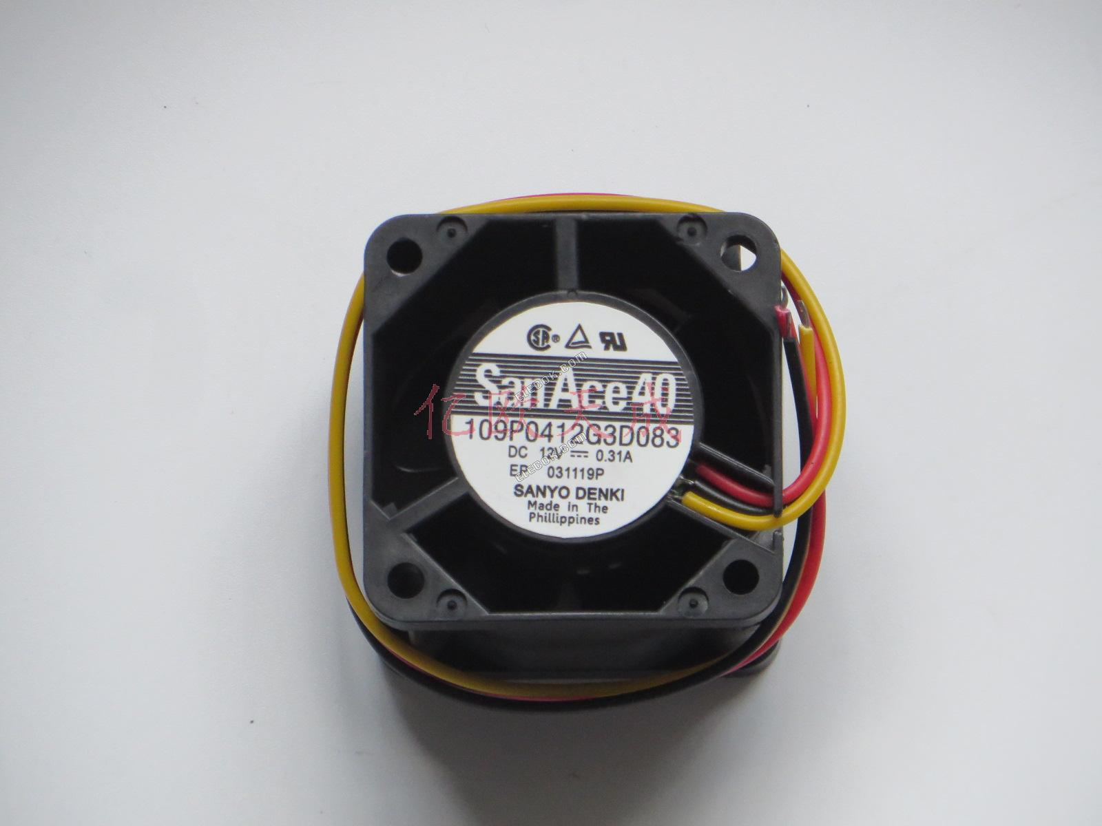 SANYO 109P0412G3D083 12V 0.31A 3wires Cooling Fan 
