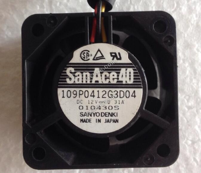Sanyo 109P0412G3D04 12V 0.31A 3wires Cooling Fan 