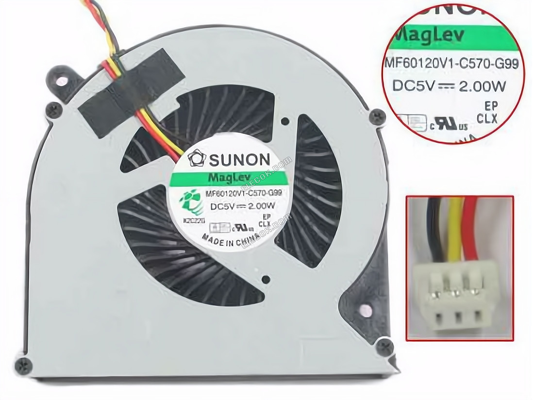 SUNON MF60120V1-C570-G99 Cooling Fan 5V 2.0W, w20x3x3 3-pin 