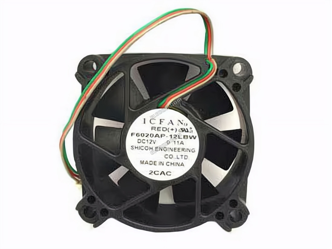 ICFAN / SHICOH F6020AP-12LBW Server - Square Fan 12V0.11A, sq60x60x20mm, 3W 3-wire 