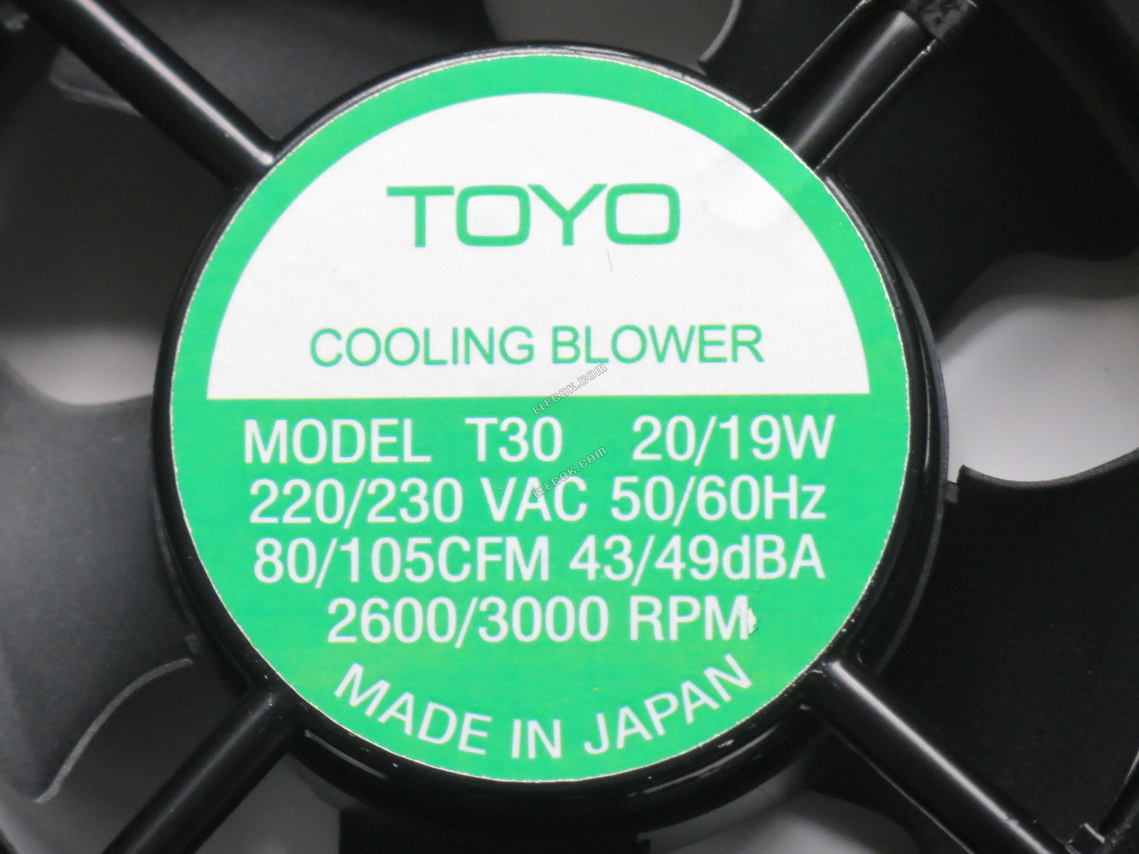 TOYO T30 220-230VAC 50/60HZ 20/19W Cooling Fan with socket connection, refurbished 