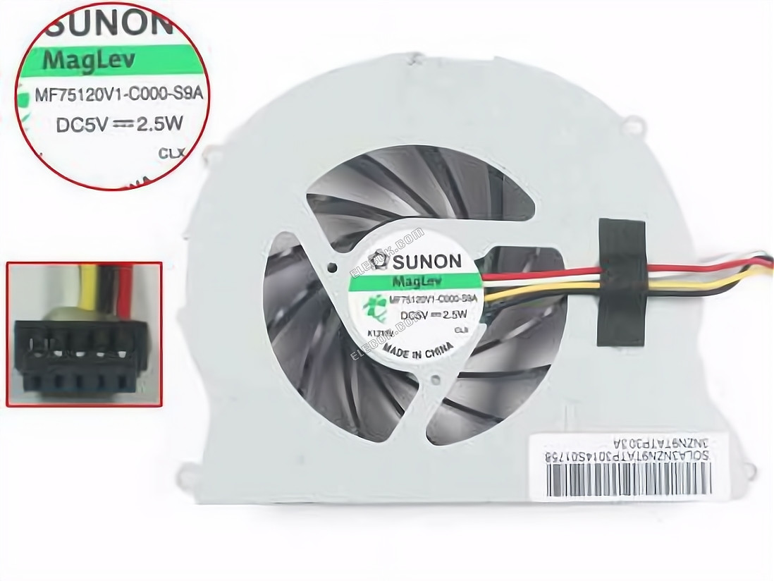 SUNON MF75120V1-C000-S9A Koelventilator DC5V2.5W, w20x4x4 4-pin 