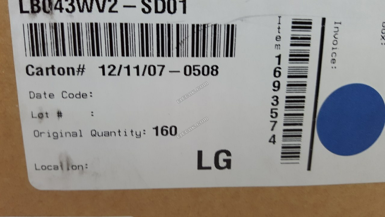 LB043WV2-SD01 Lg Display 4.3" A-si TFT-LCD Panel 