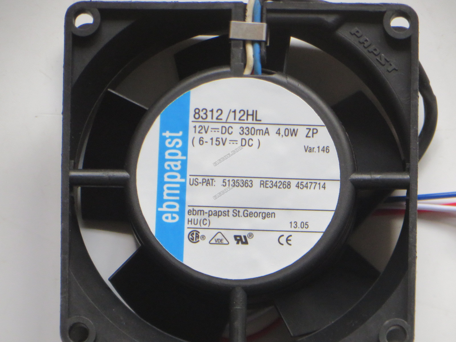 ebm-papst 8312 /12HL Server - Square Fan sq80x80x32mm, w80x3x3, 12V 4W 3-wire 
