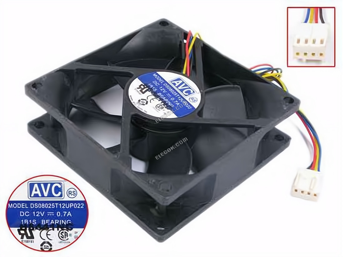 AVC DS08025T12UP022 12V 0.7A 4線冷却ファン