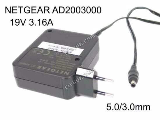 NETGEAR AD2003000 CA Adapter- Portátil 19V 3,16A, 5.0mm con Pin, EU 2-Pin Enchufe 