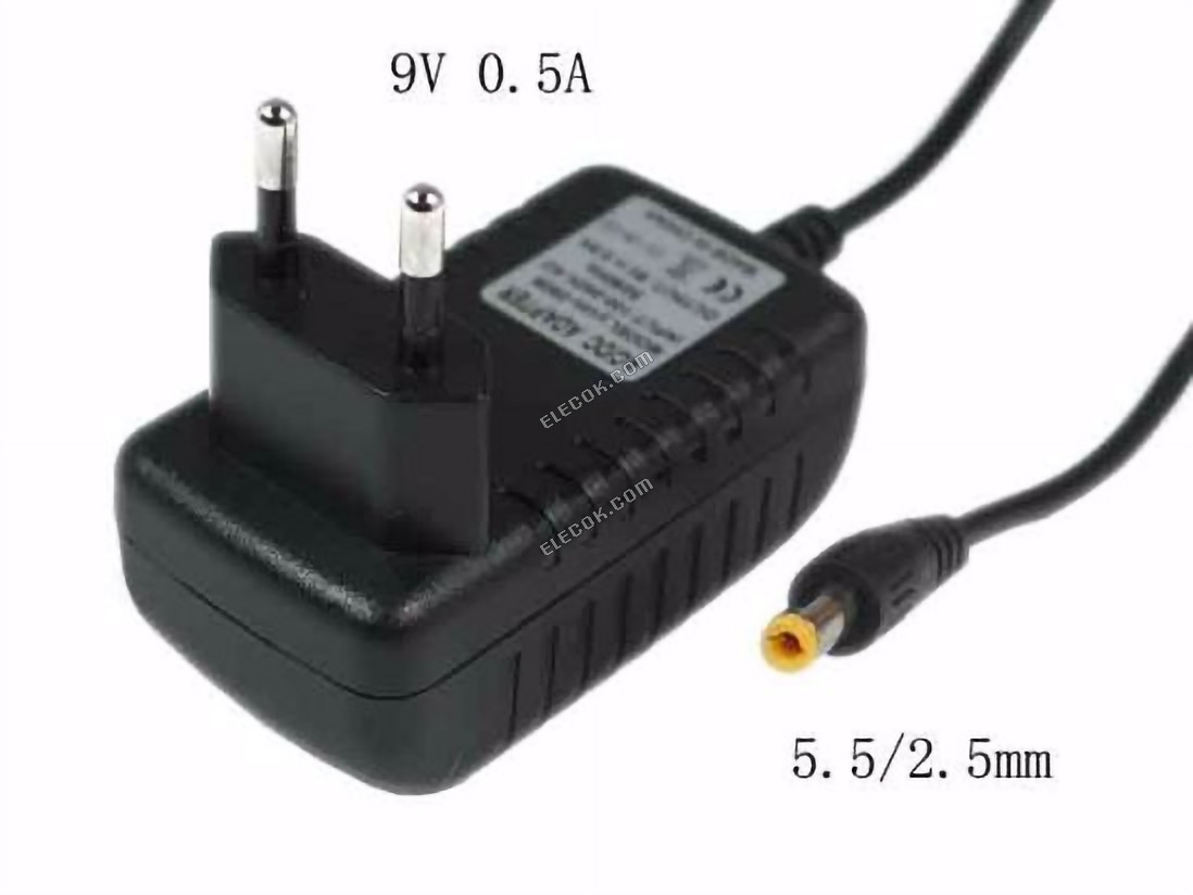 Condor HKA-0950EC-230 Adaptador AC 5V-12V 9V 0,5A, 5,5/2.5mm, EU 2-Pin Conector, Usado 