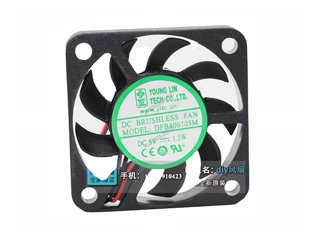 YOUNG LIN DFB400705M 5V 1.2W 2wires Cooling Fan 