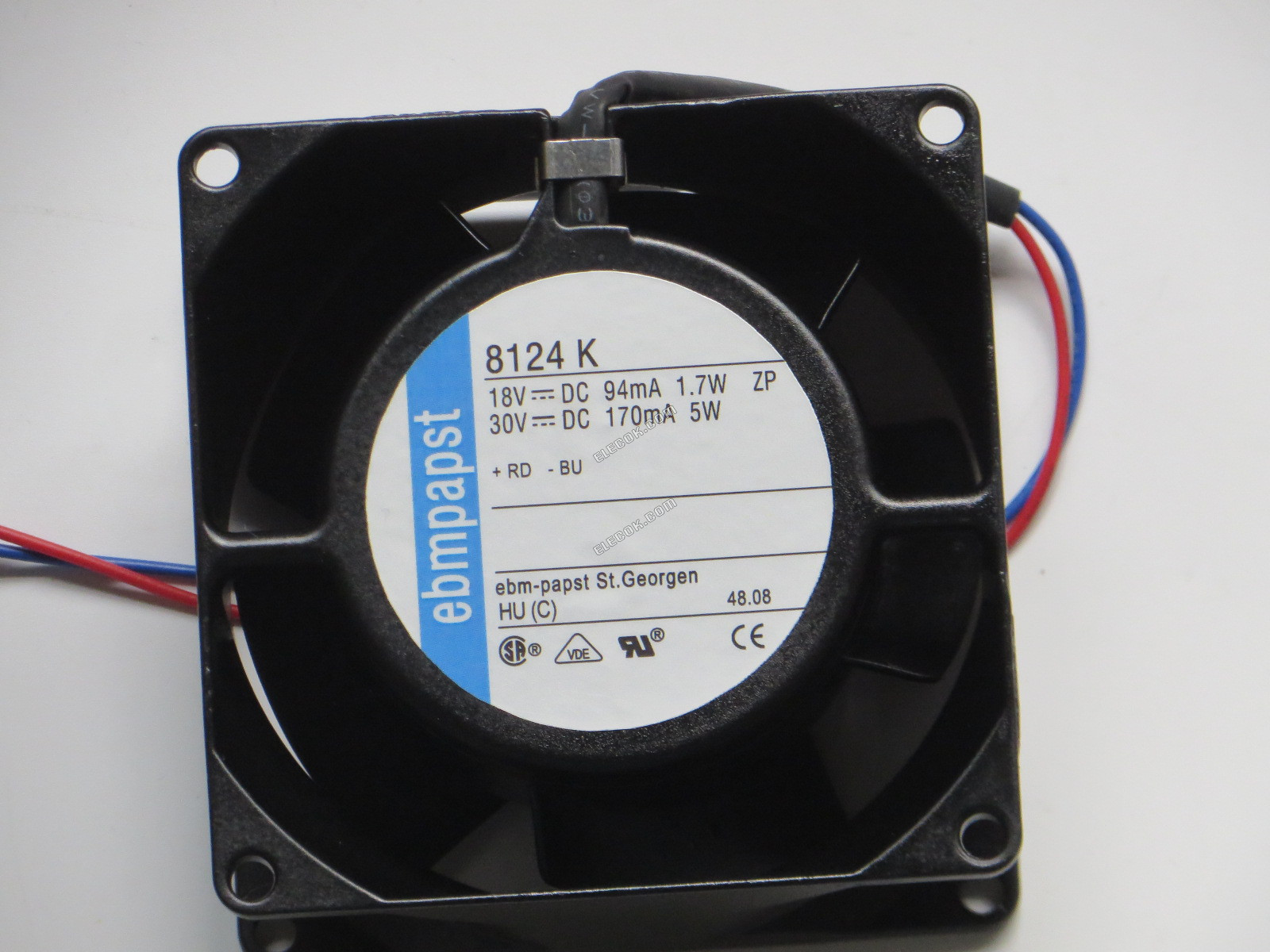 Ebmpapst 8124K 18/30V 1.7/5W 2wires Cooling Fan 