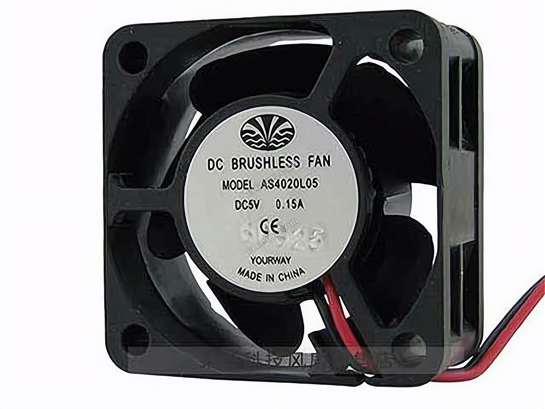YOURWAY AS4020L05 Server - Vierkant Ventilator sq40x40x20mm, 2 draden, 5V 0,15A 