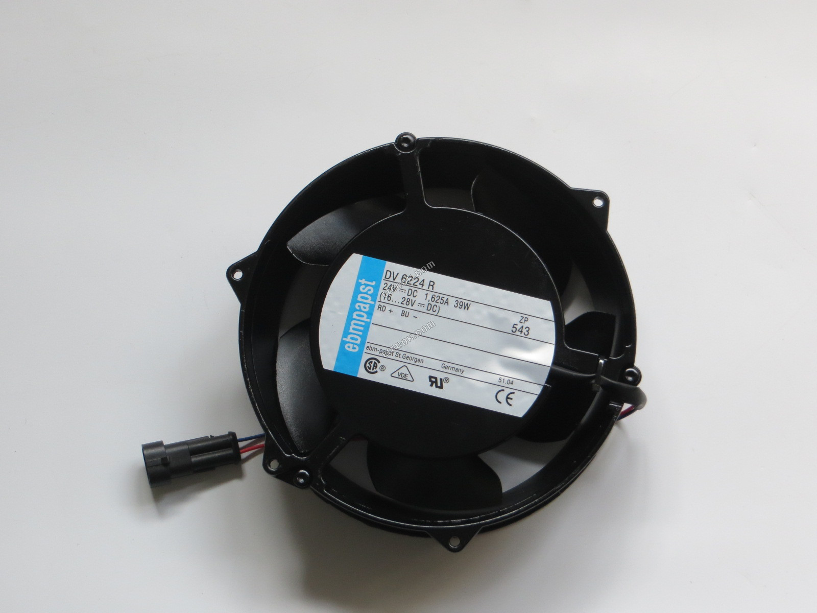 ebm-papst DV 6224 R Servidor - Redondo Ventilador DC 24V 39W, 172x172x51mm 2 cables, reacondicionado 