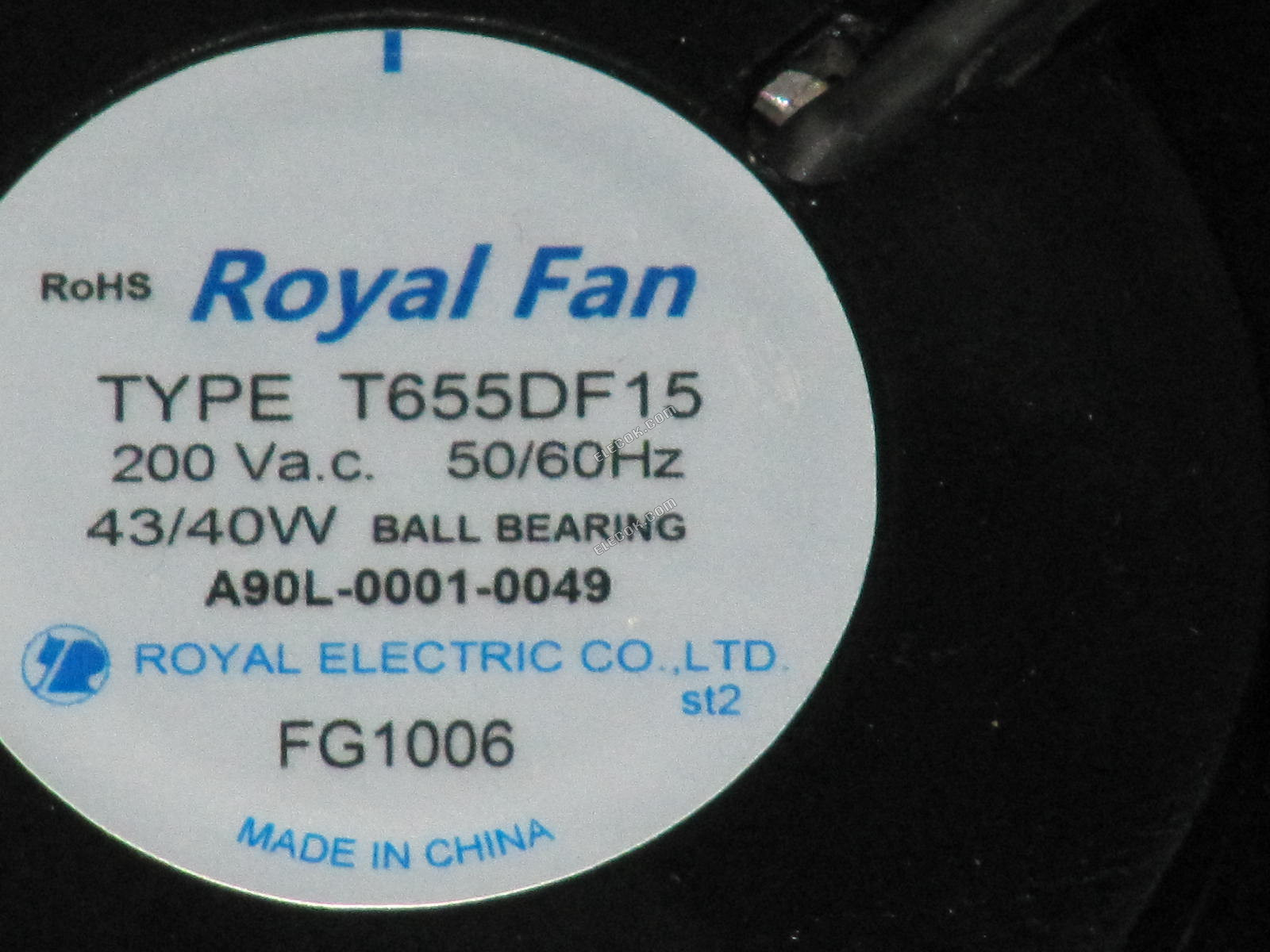 ROYAL FAN TYPE T655DF15 200V 43/40W Cooling Fan 
