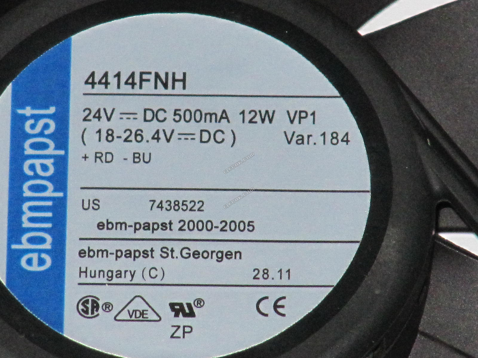 EBM-Papst 4414FNH 24V 500MA 12W 2線冷却ファン